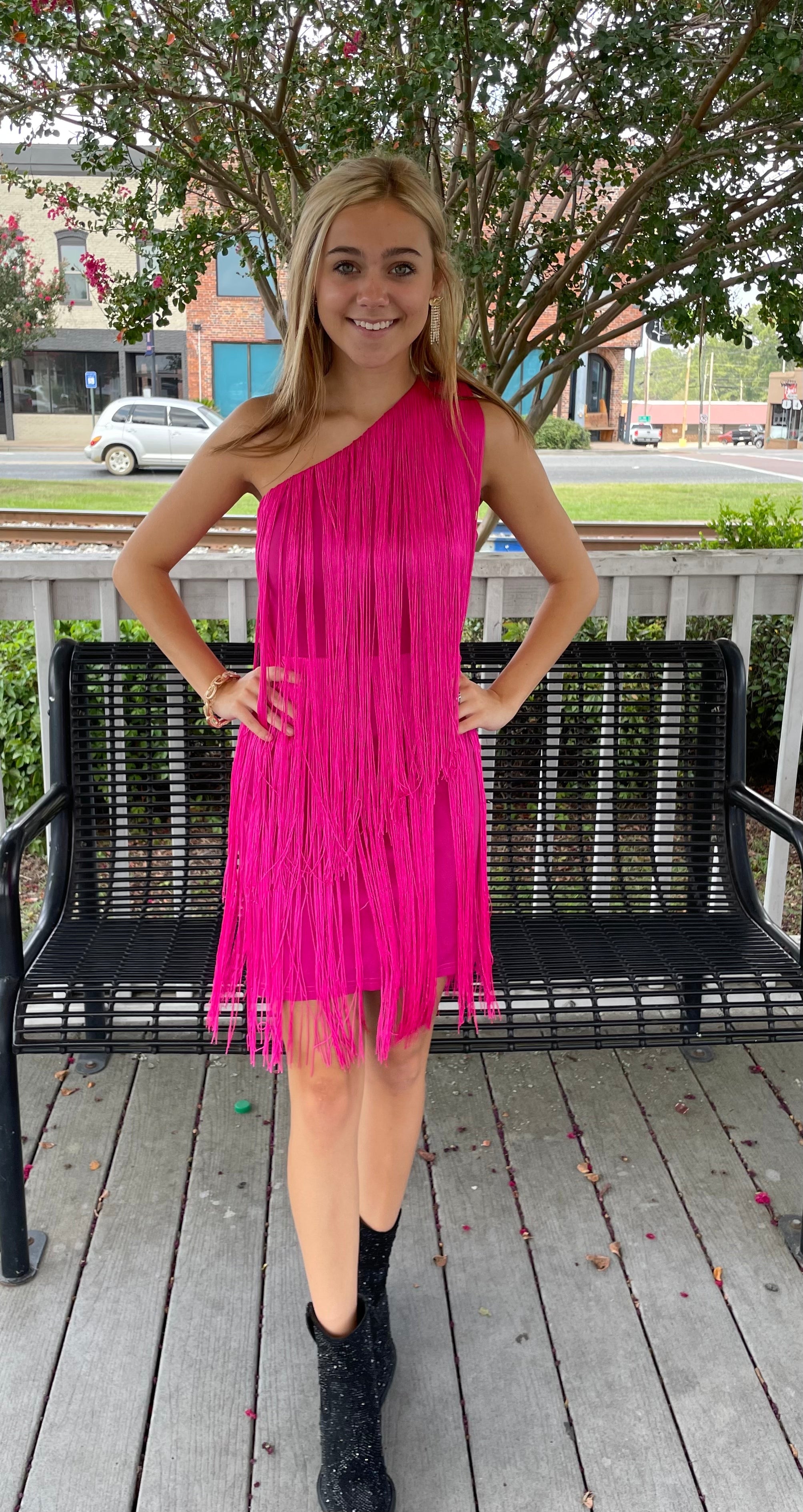 pink fringe dress Barbie Pink Fringe Dress – G. Marie's