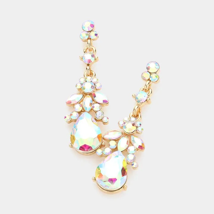 Marquise Crystal teardrop Accented Evening Earrings