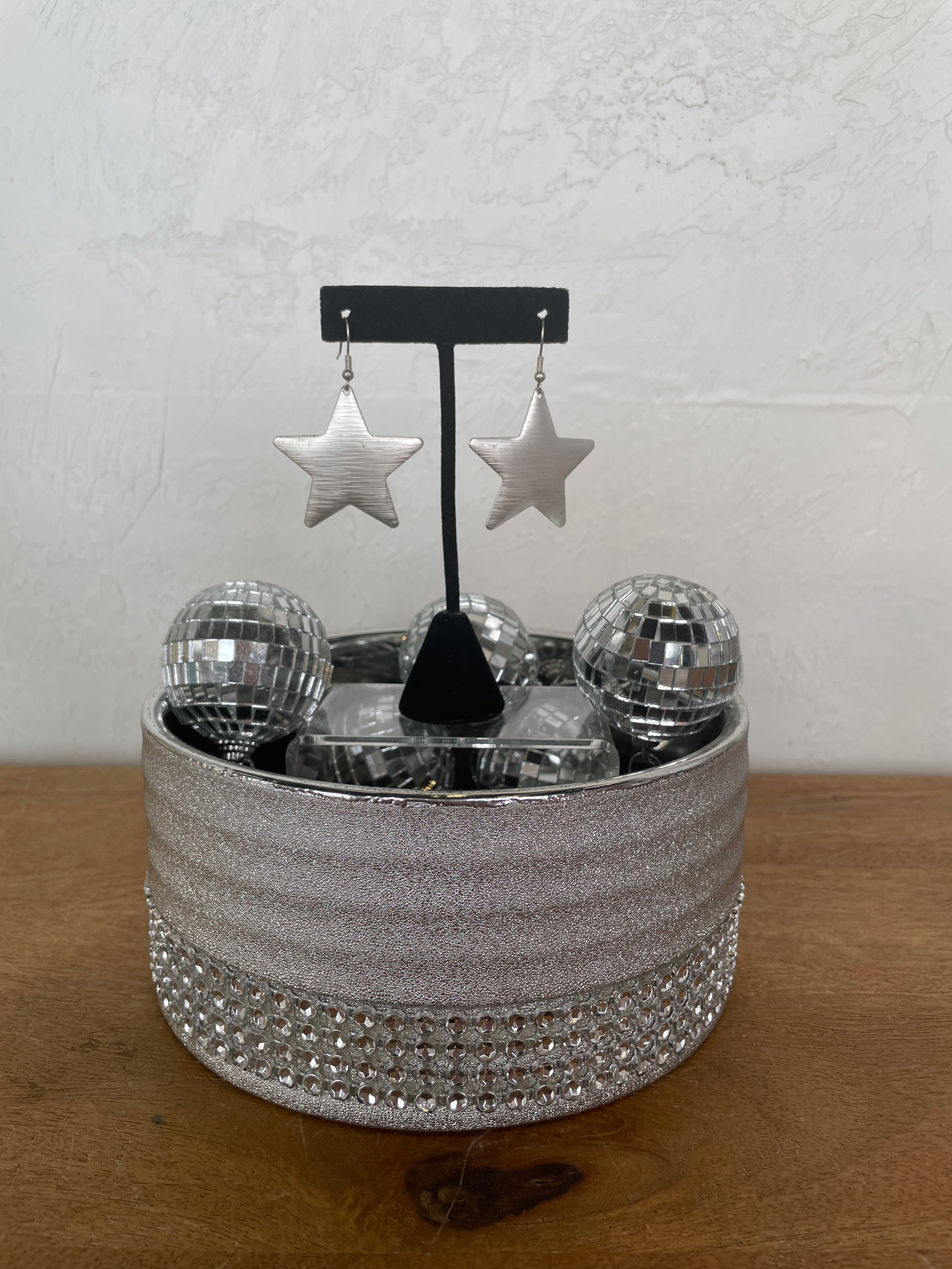 Silver Textured Star Earrings