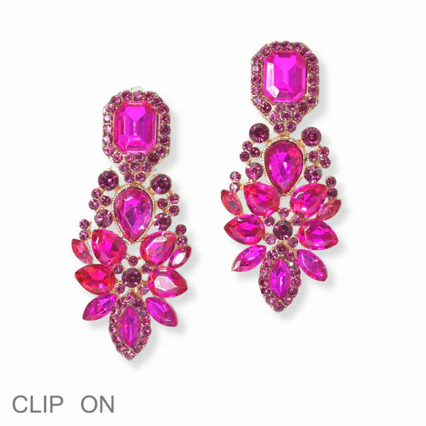 Multi Shape Rhinestone Clip On Earring