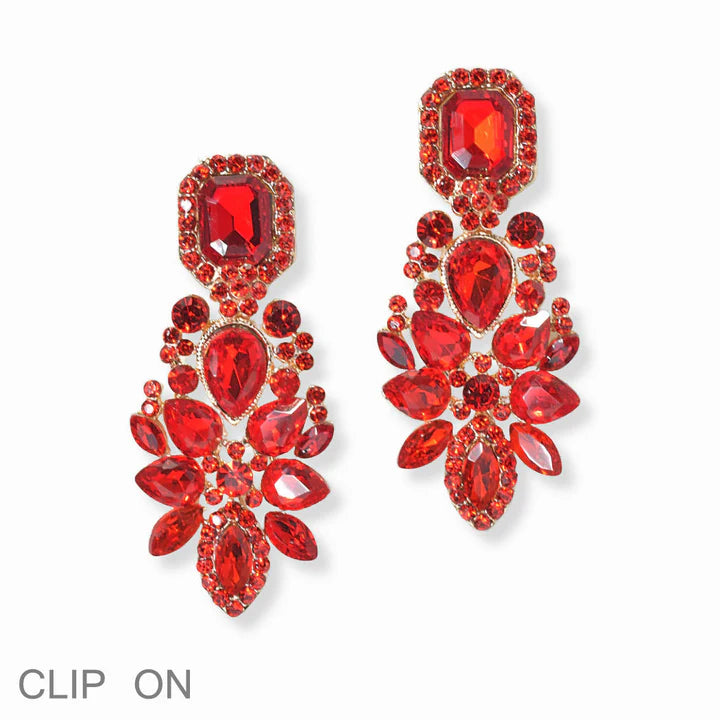 Multi Shape Rhinestone Clip On Earring