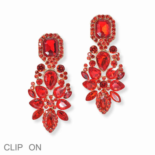 Multi Shape Rhinestone Clip On Earring