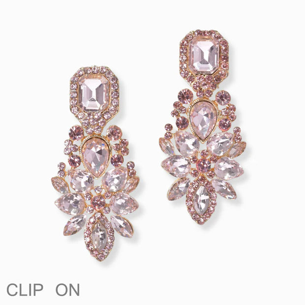 Multi Shape Rhinestone Clip On Earring