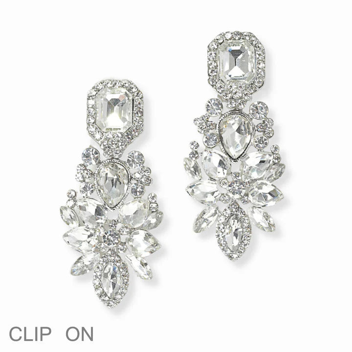 Multi Shape Rhinestone Clip On Earring