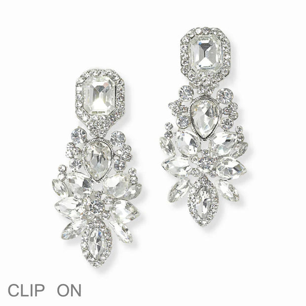 Multi Shape Rhinestone Clip On Earring