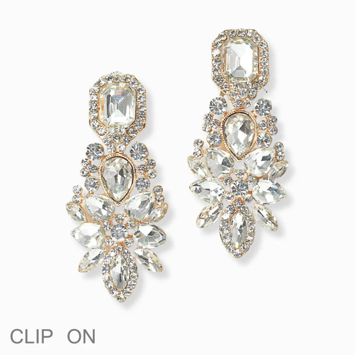 Multi Shape Rhinestone Clip On Earring