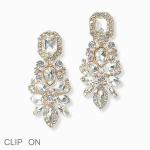 Multi Shape Rhinestone Clip On Earring