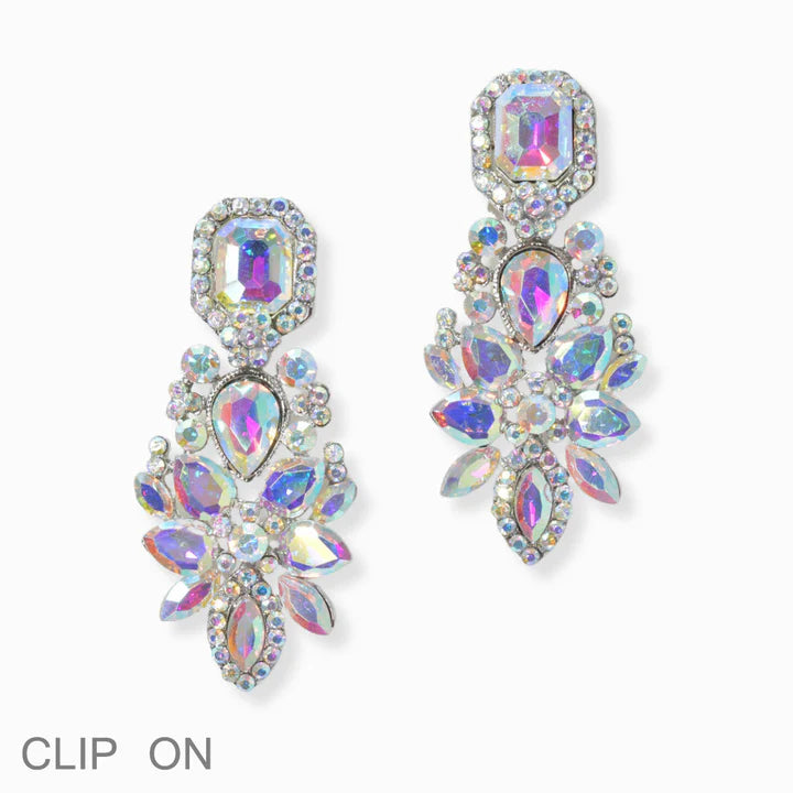 Multi Shape Rhinestone Clip On Earring