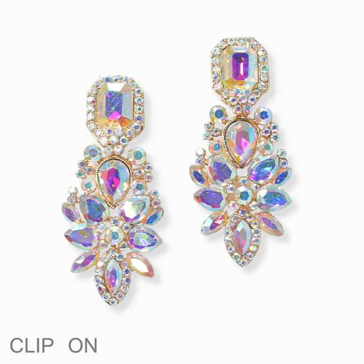 Multi Shape Rhinestone Clip On Earring