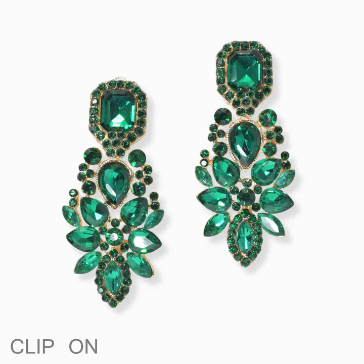 Multi Shape Rhinestone Clip On Earring
