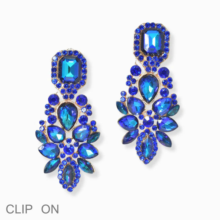 Multi Shape Rhinestone Clip On Earring