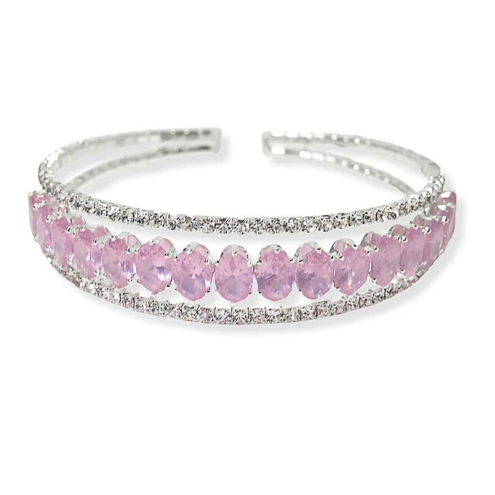 Oval Rhinestone Cuff Bracelet