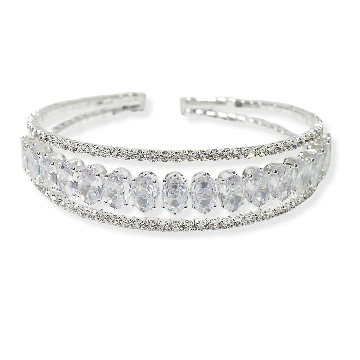 Oval Rhinestone Cuff Bracelet