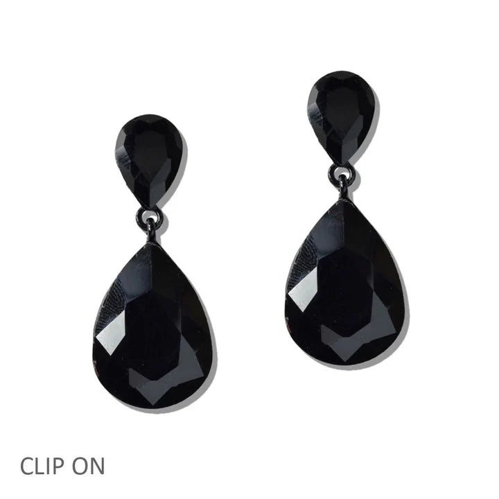 Teardrop Crystal Clip-On Earring