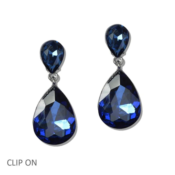 Teardrop Crystal Clip-On Earring