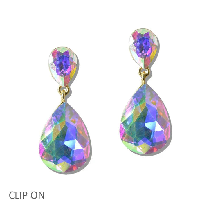Teardrop Crystal Clip-On Earring