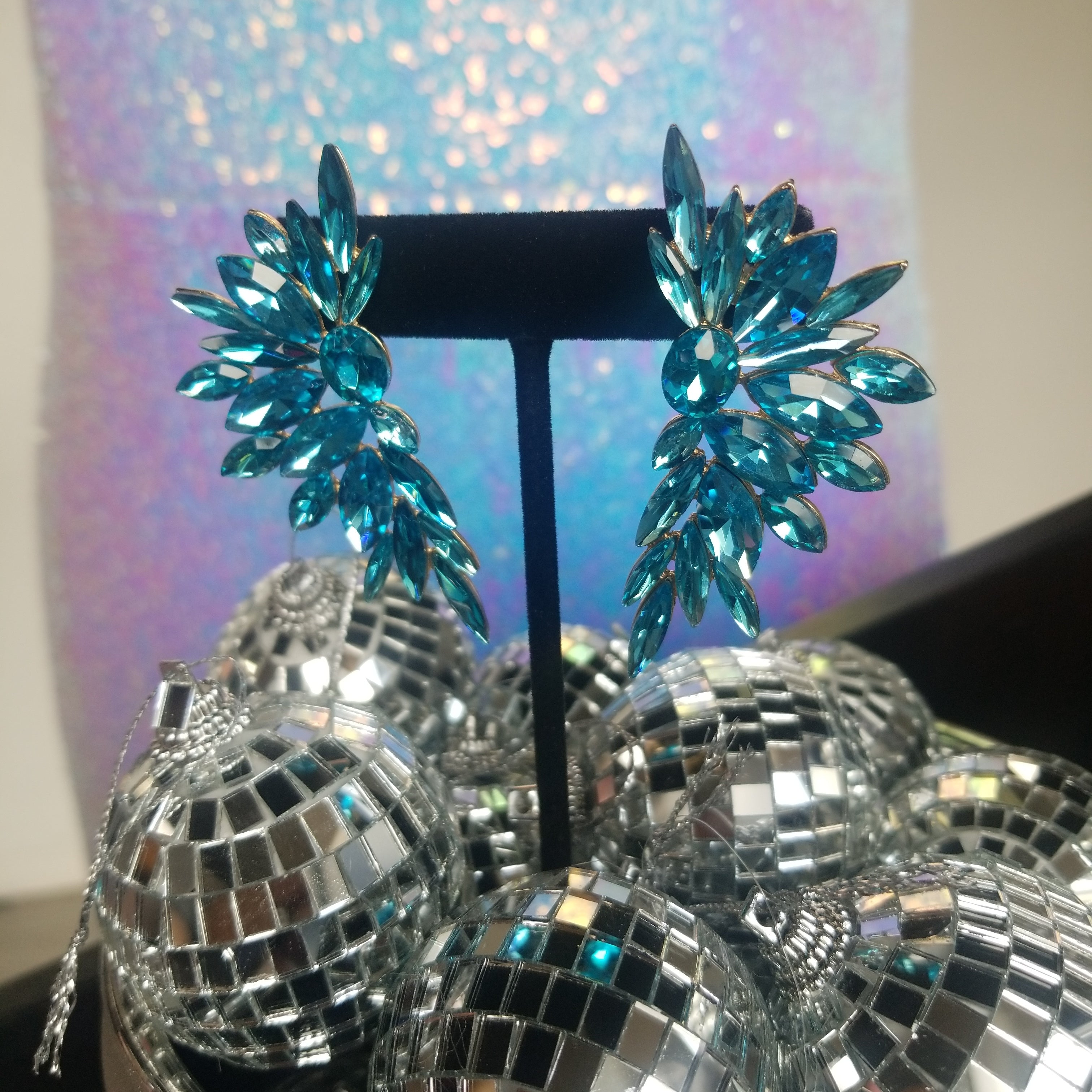 Aqua Angel Wing Earrings