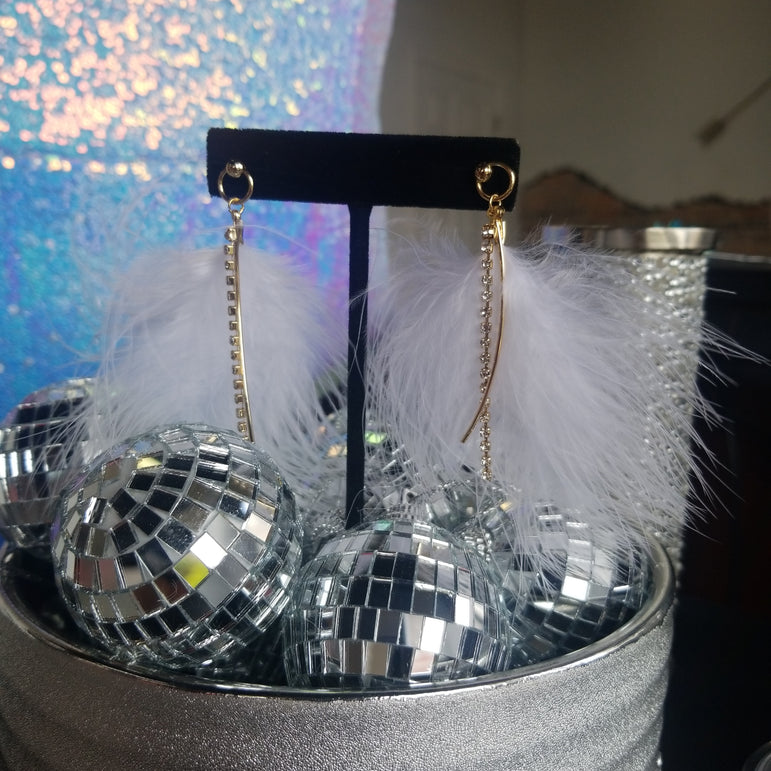 White Feather Earrings