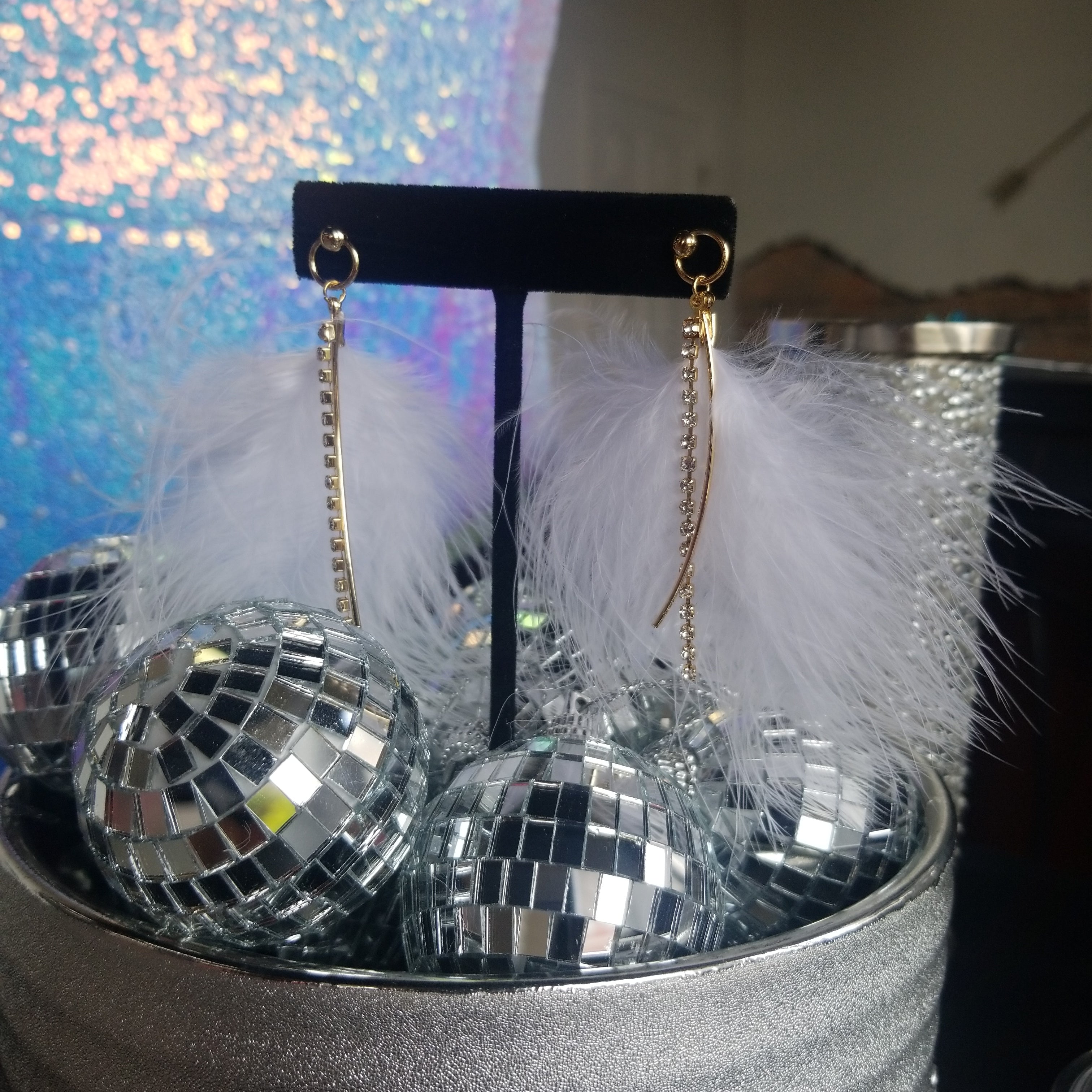 White Feather Earrings