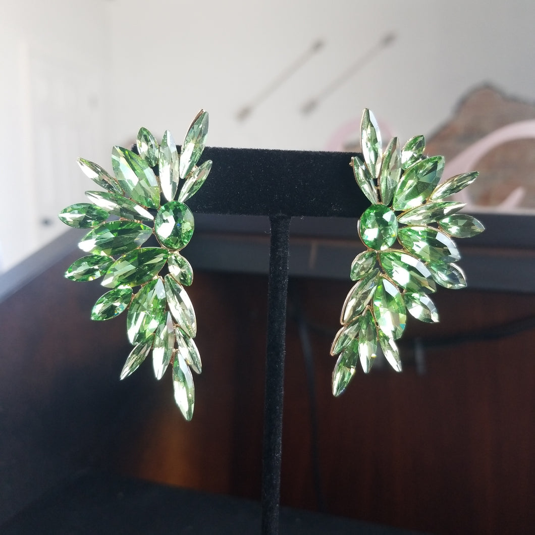 Green Angel Wing Earrings