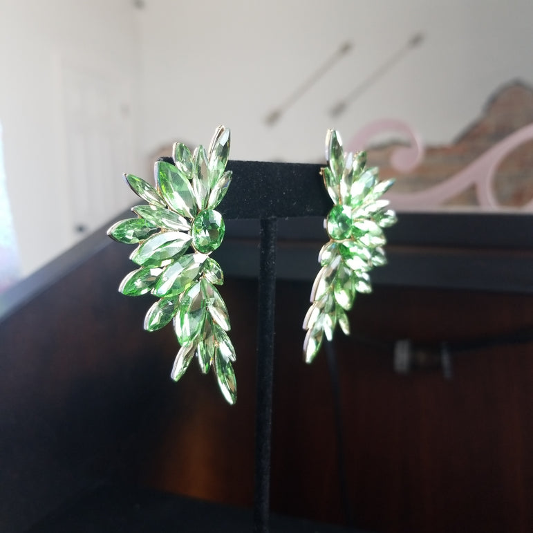 Green Angel Wing Earrings