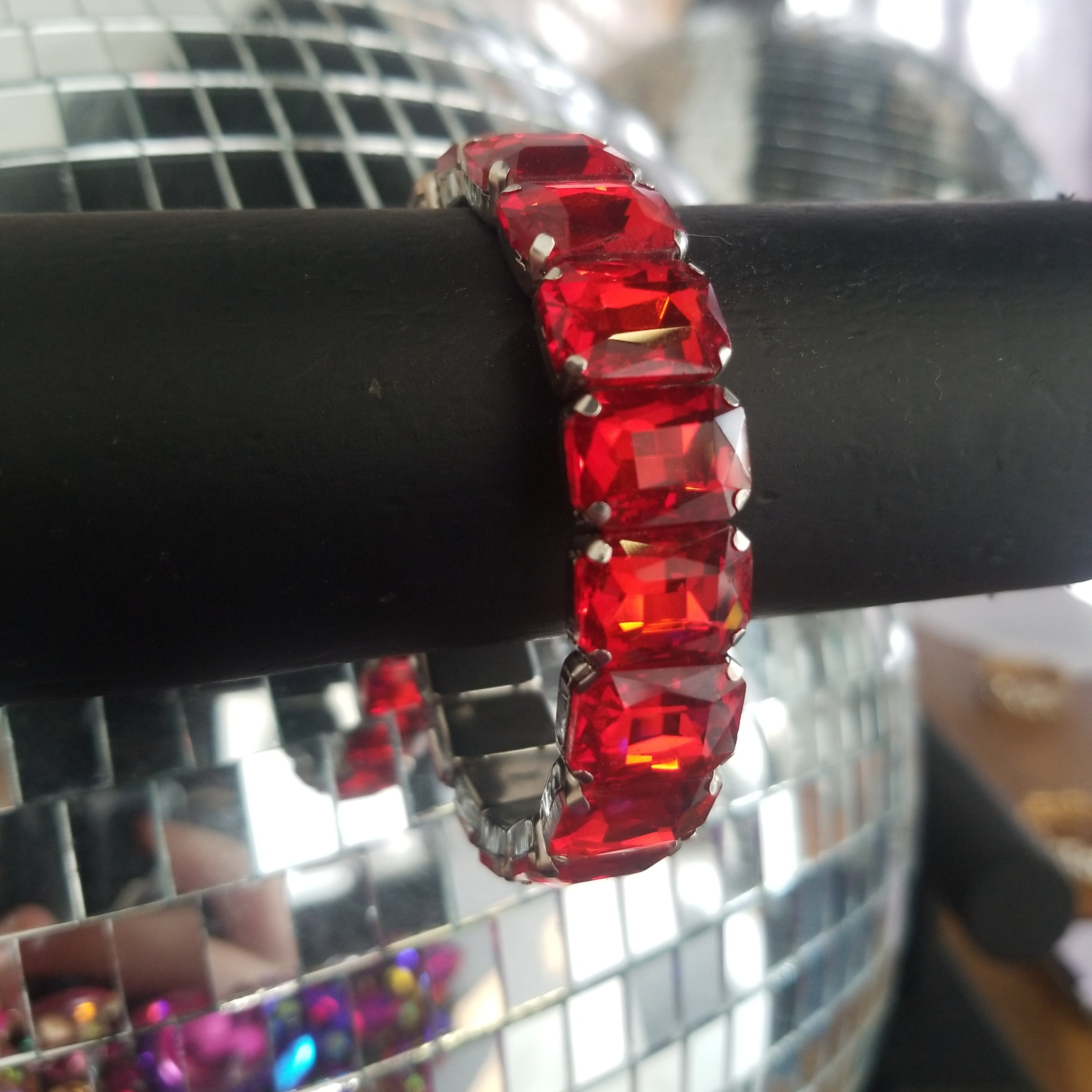 Red Emerald Cut Bracelet