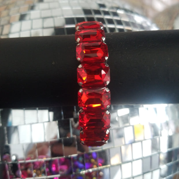 Red Emerald Cut Bracelet