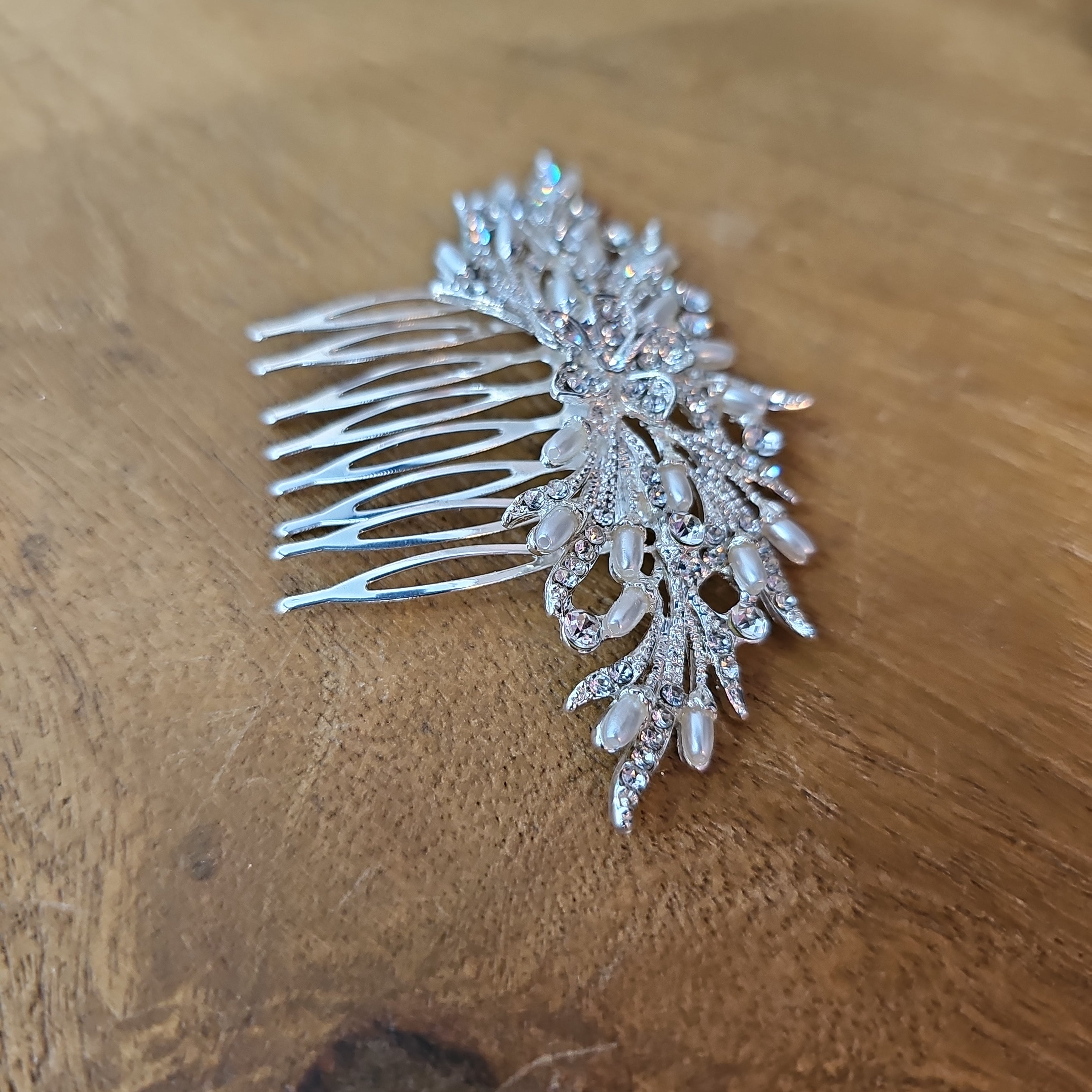 Rhinestone & Pearl Hair Comb