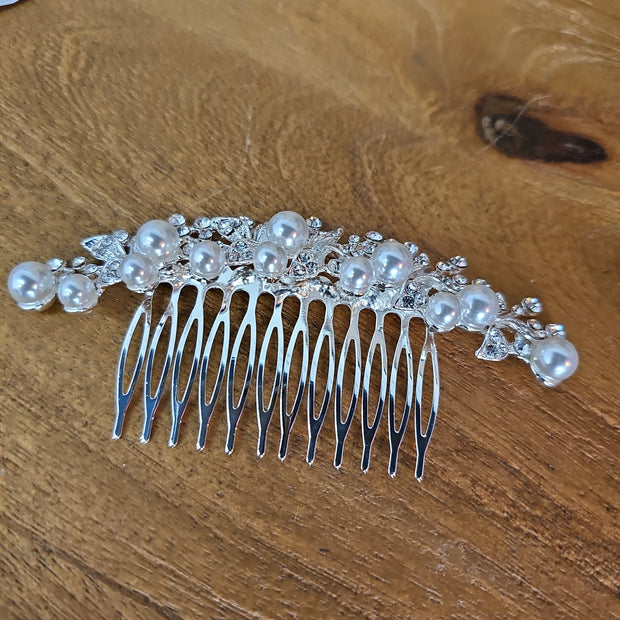 Rhinestone & Multi Pearl Hair Comb