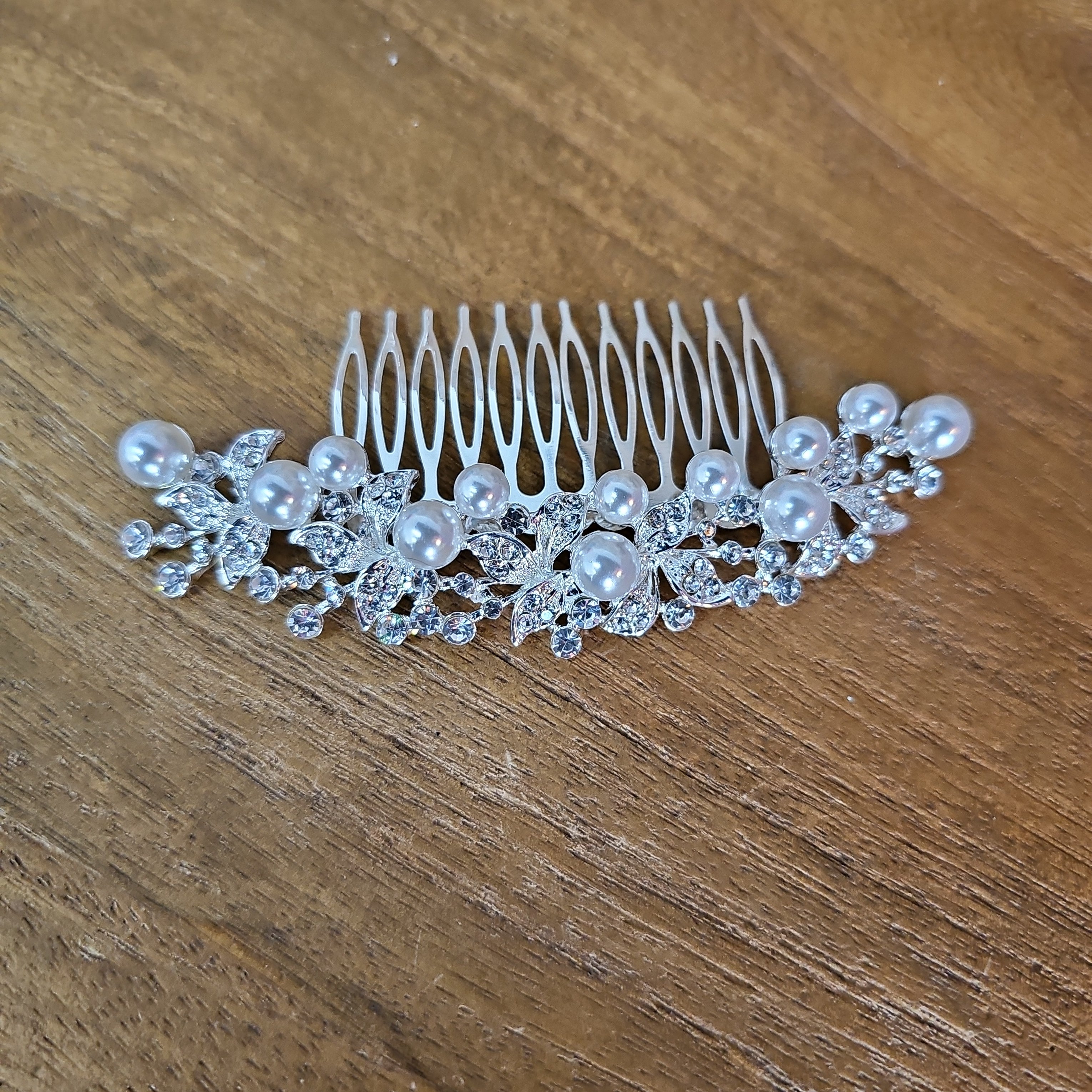 Rhinestone & Multi Pearl Hair Comb