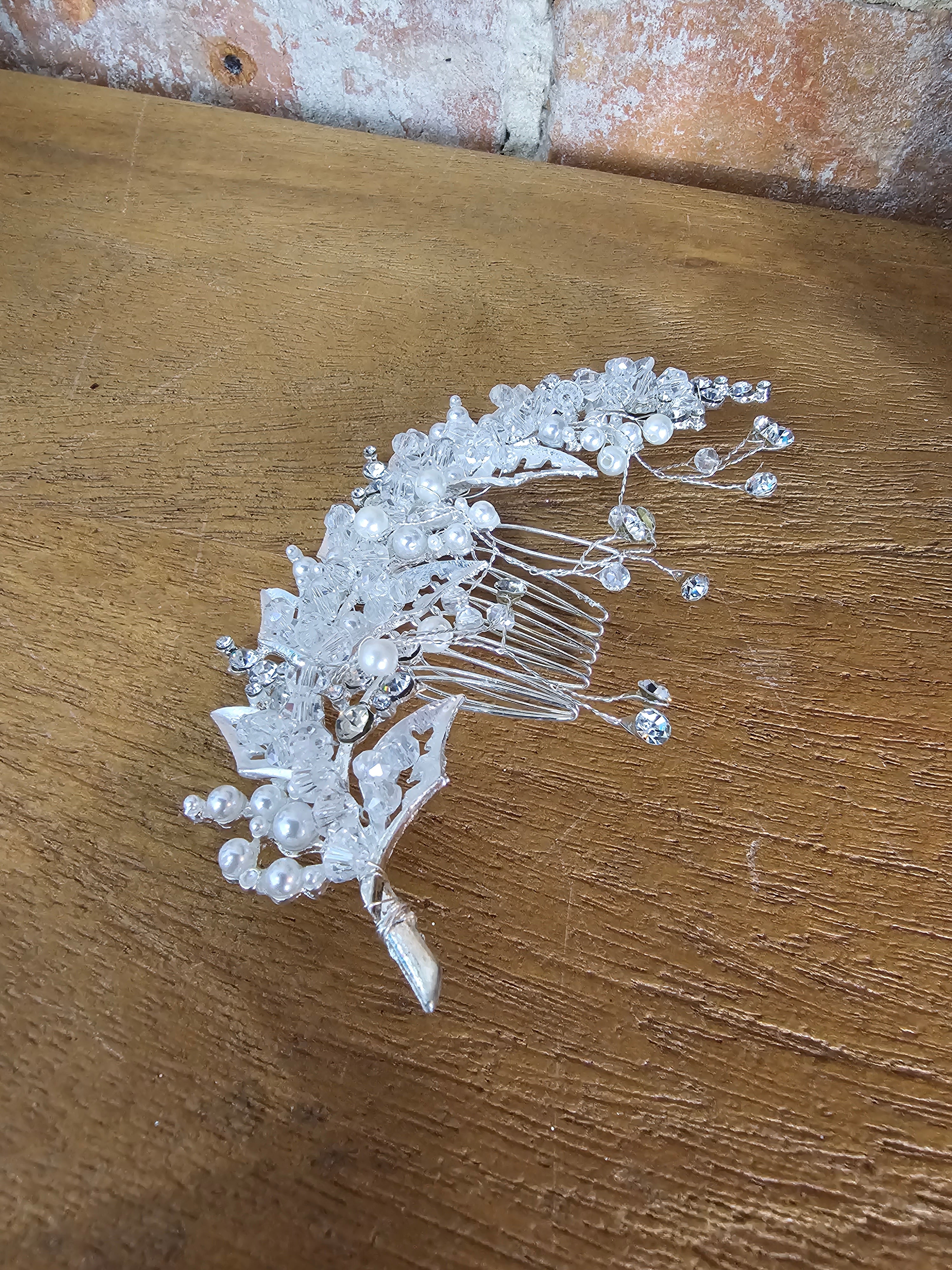 Rhinestone Leaf Hair Comb