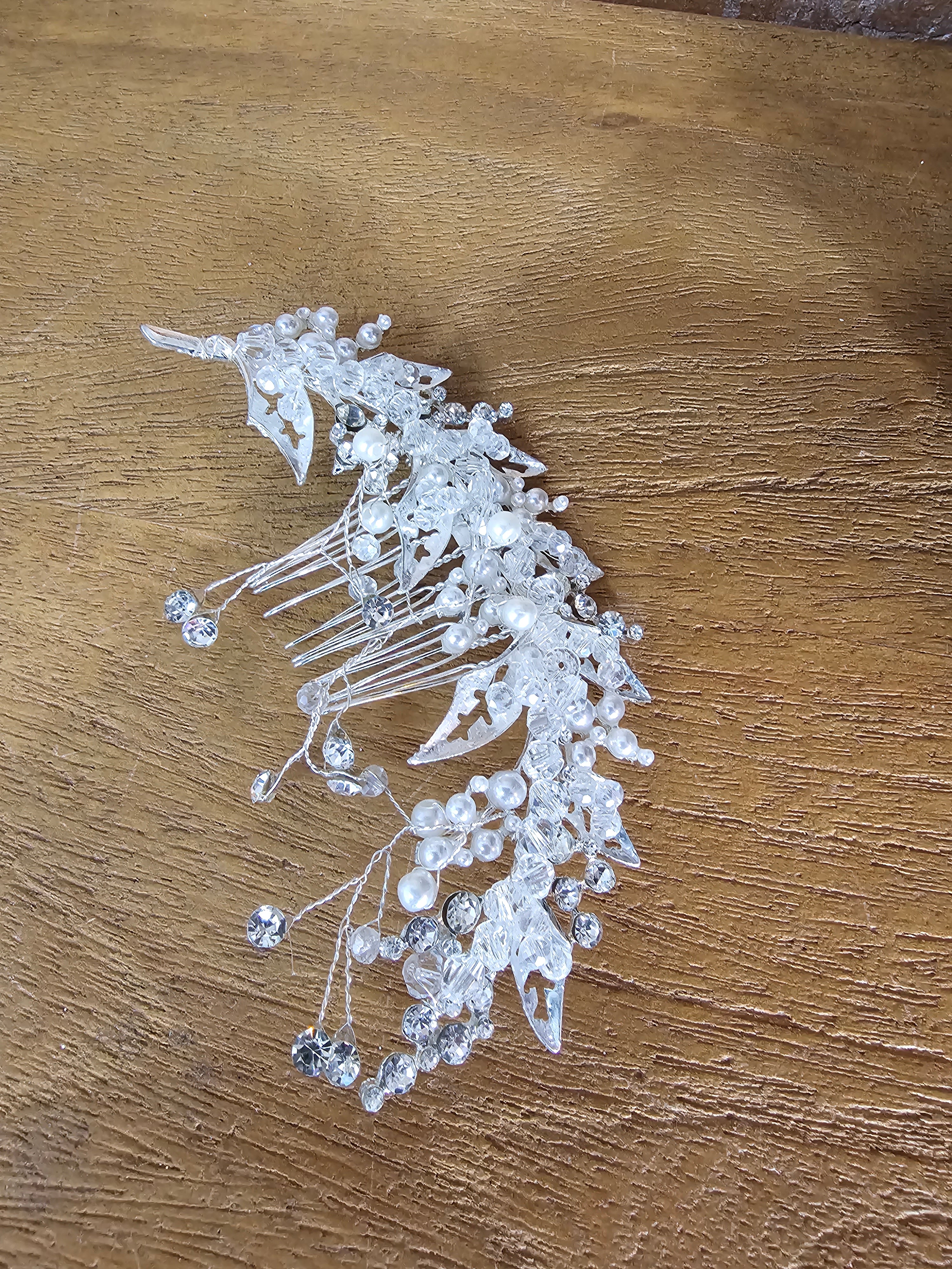 Rhinestone Leaf Hair Comb