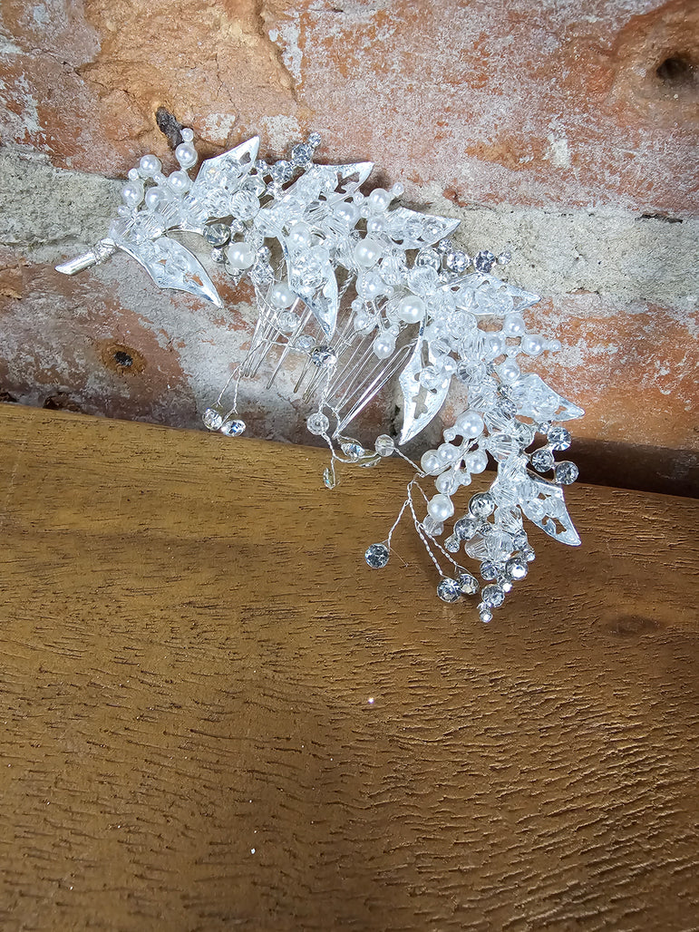 Rhinestone Leaf Hair Comb