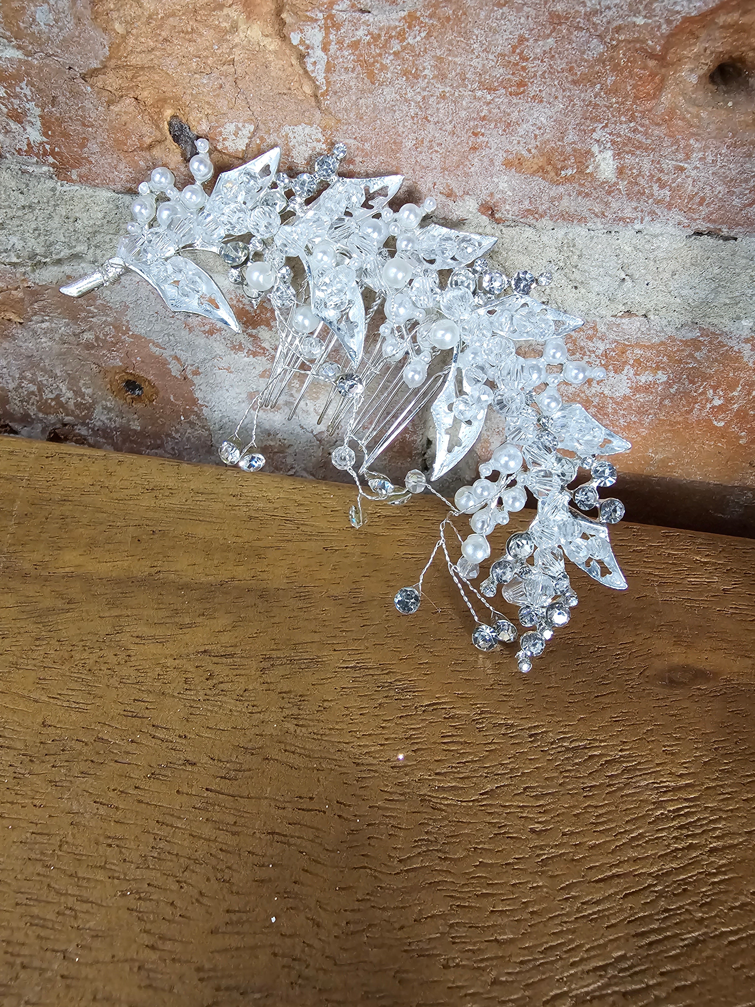 Rhinestone Leaf Hair Comb