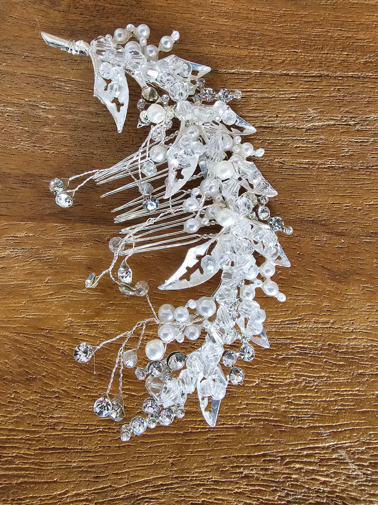 Rhinestone Leaf Hair Comb