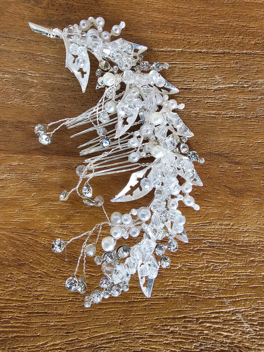 Rhinestone Leaf Hair Comb