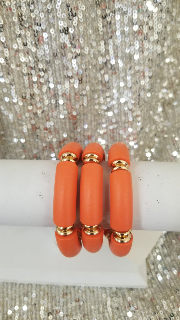 Orange Wooden Bracelet Set
