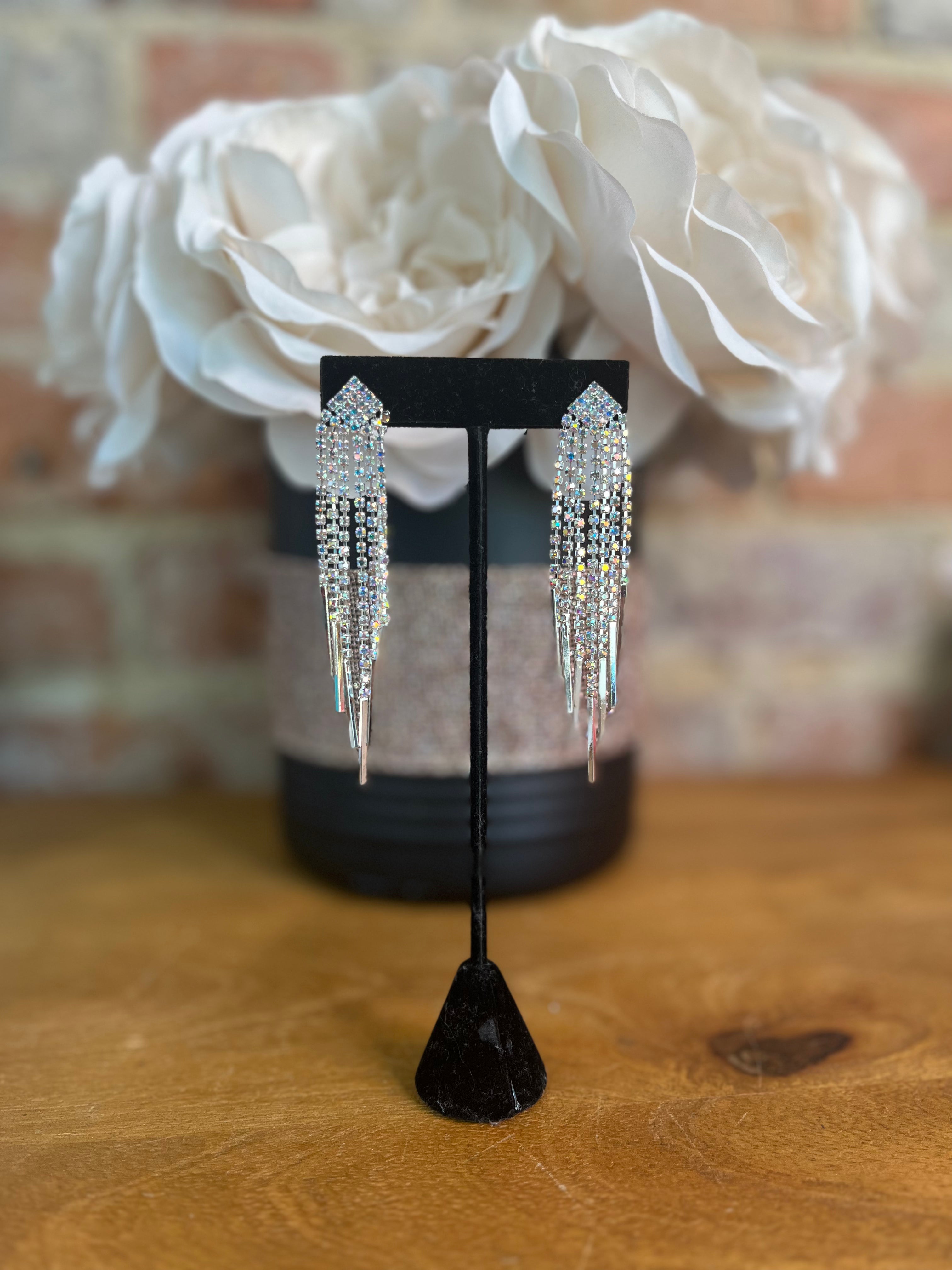 AB Rhinestone Dangle Earrings