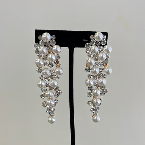 Pearl and Diamond Clip On Earrings