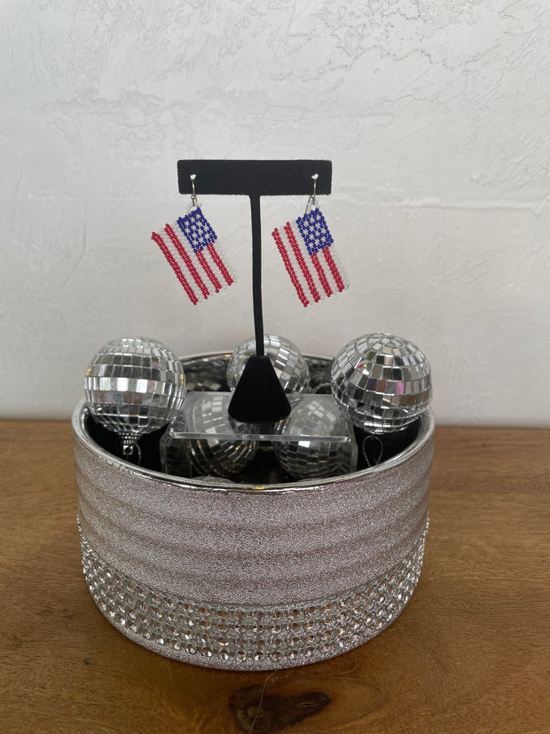 Bead USA Flag Earrings