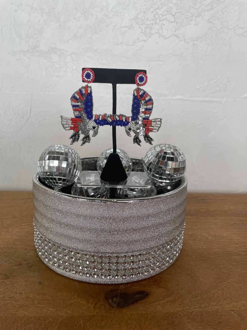 US Flag Eagle Beaded Earrings