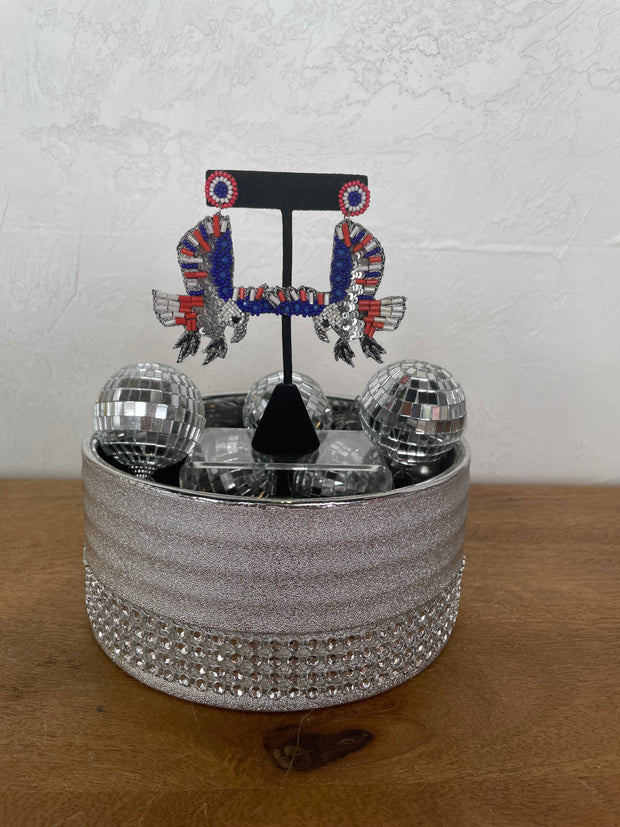 US Flag Eagle Beaded Earrings