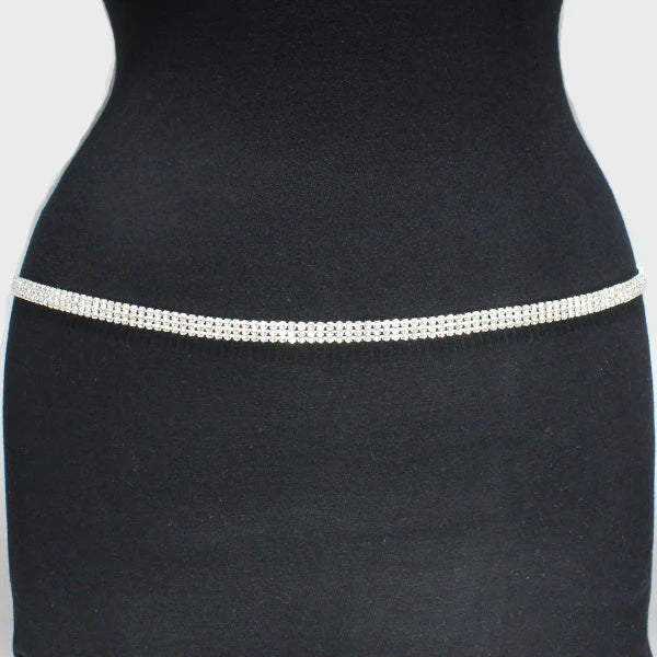 Clear Rhinestone Belt - 3 Line