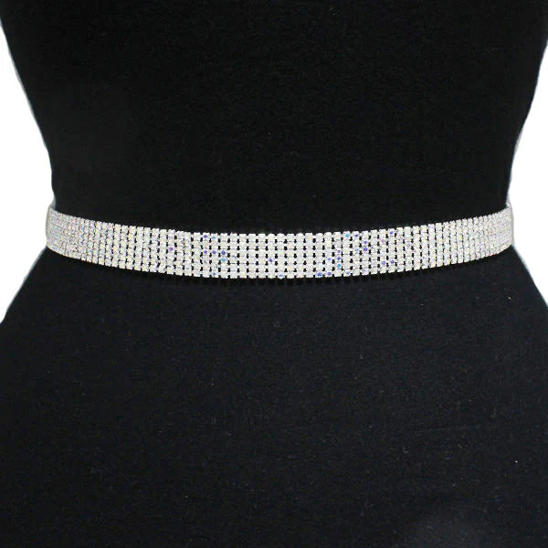 Clear Rhinestone Belt - 6 Line