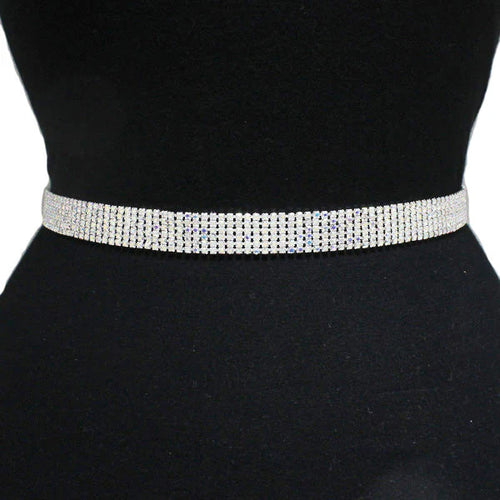 Clear Rhinestone Belt - 6 Line