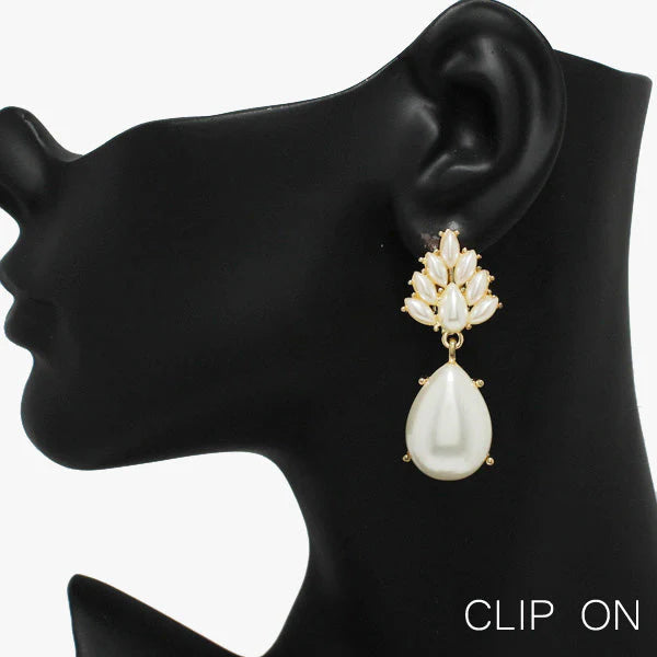 Teardrop Rhinestone Clip-On Earring
