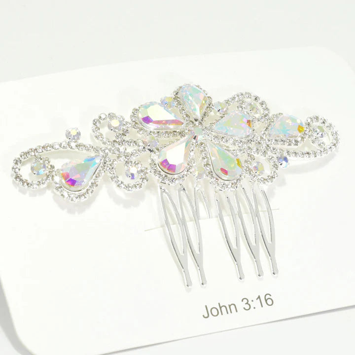 Floral Rhinestone Hair Comb