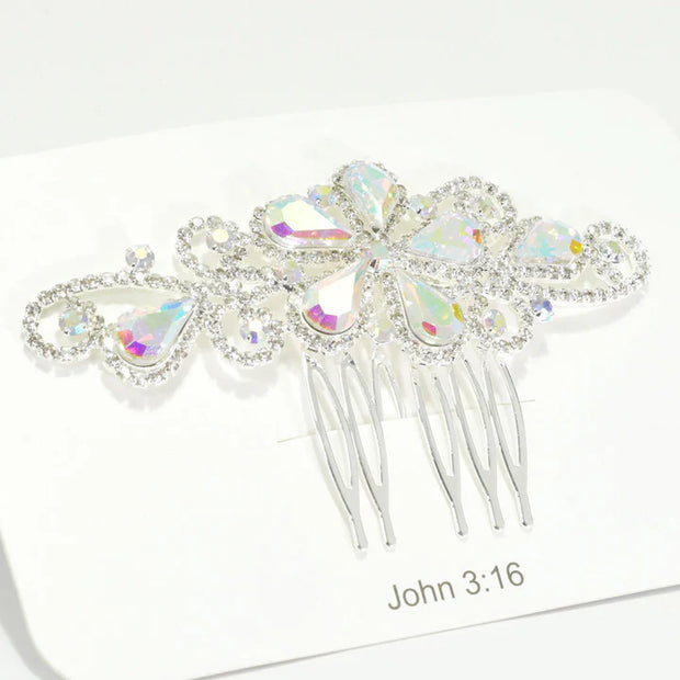 Floral Rhinestone Hair Comb