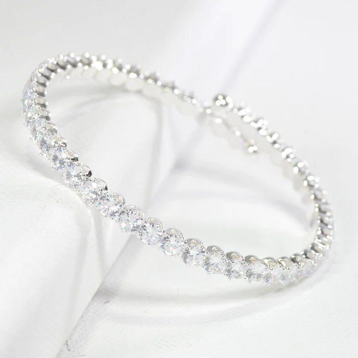 Round Rhinestone Cuff Bracelet