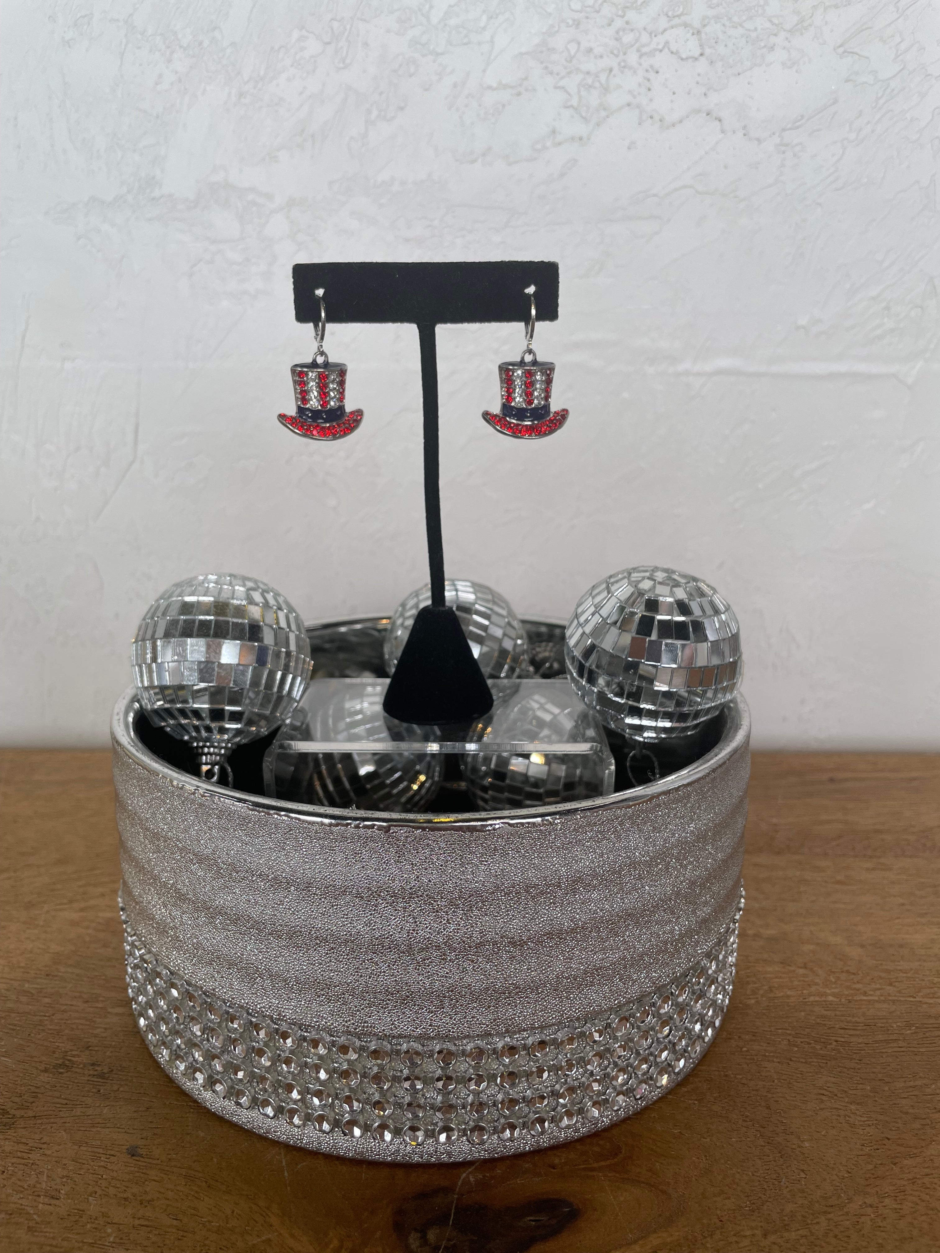 Uncle Sam Hat Sparkle Earrings